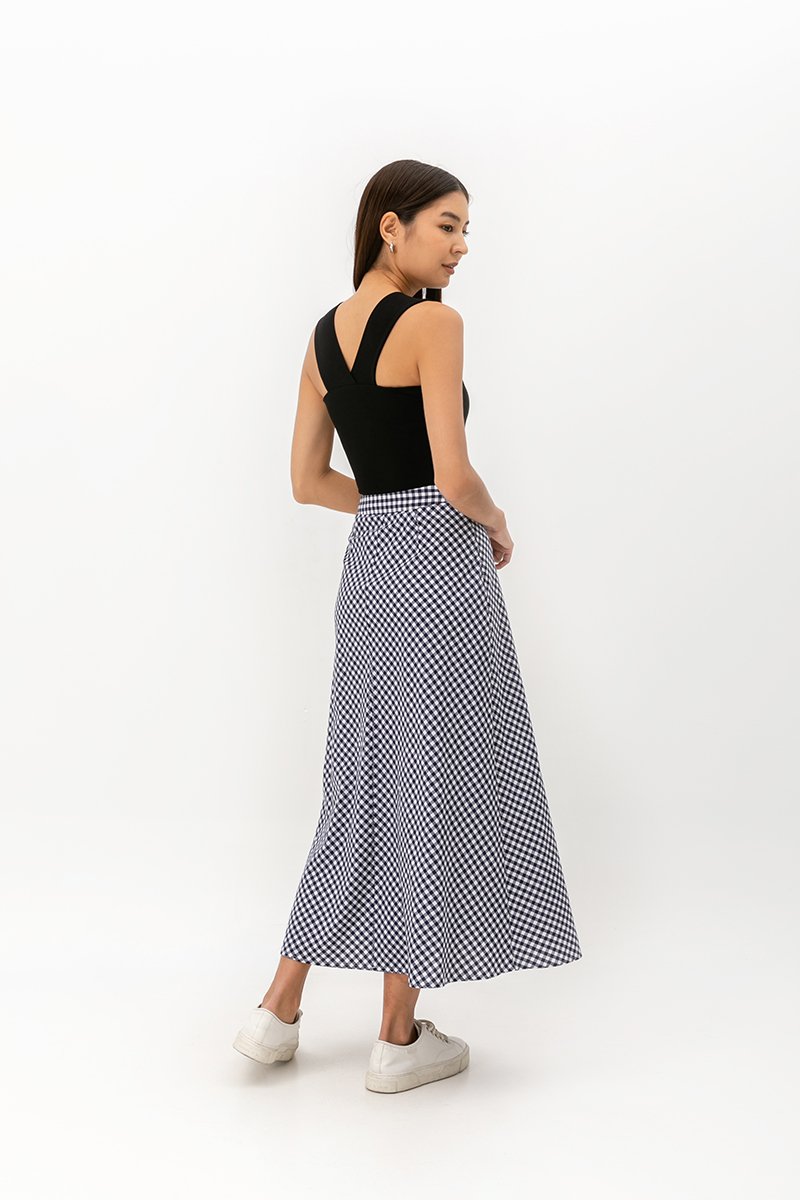 SHONNA BIAS CUT GINGHAM SKIRT