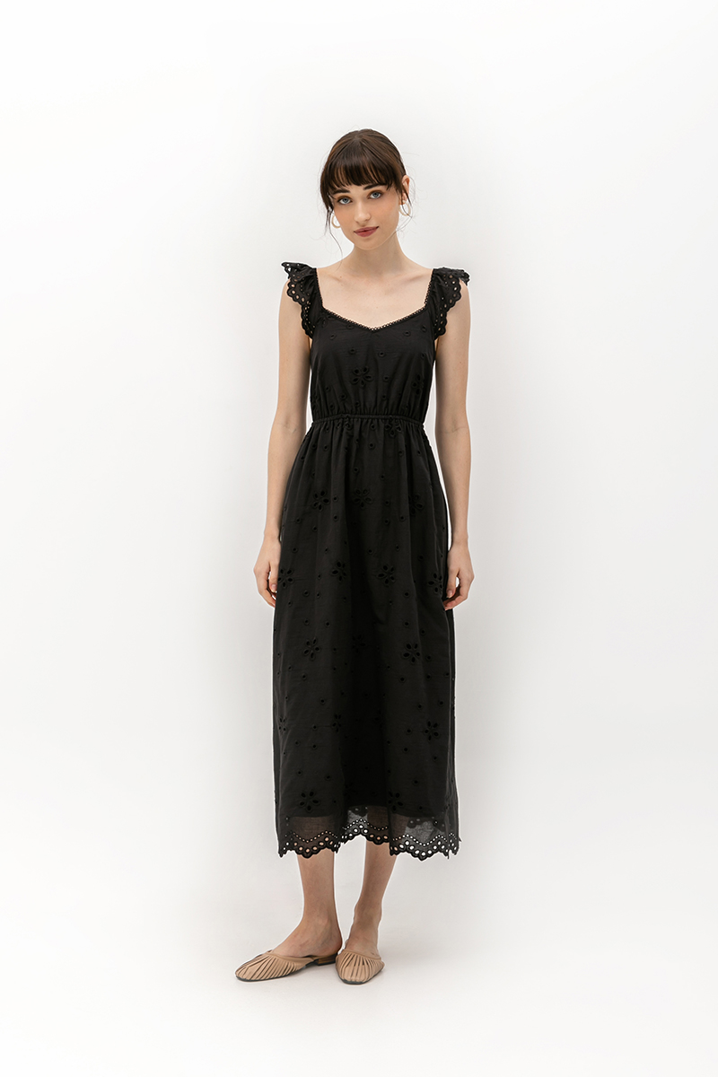 BEATRIZ EYELET FLUTTER DRESS