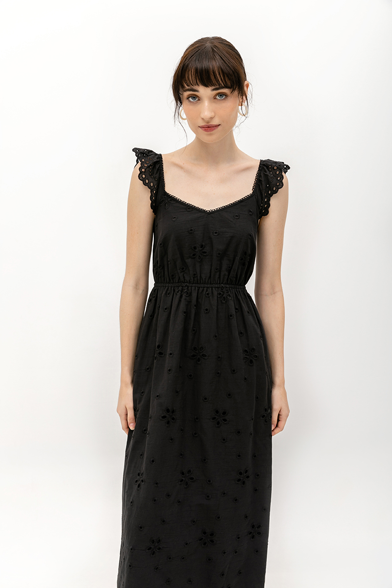 BEATRIZ EYELET FLUTTER DRESS 