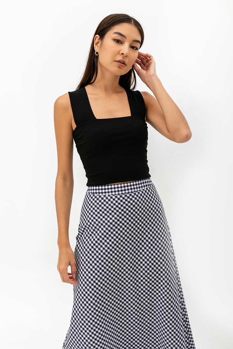 SHONNA BIAS CUT GINGHAM SKIRT