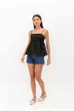BRINA EYELET PEPLUM CAMI TOP BRINA EYELET PEPLUM CAMI TOP