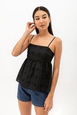 BRINA EYELET PEPLUM CAMI TOP BRINA EYELET PEPLUM CAMI TOP