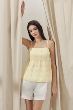 BRINA EYELET PEPLUM CAMI TOP BRINA EYELET PEPLUM CAMI TOP
