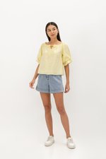 ALVA PUFF SLEEVE TIE-NECK TOP ALVA PUFF SLEEVE TIE-NECK TOP
