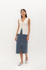 NAURA BUTTONDOWN KNIT SLEEVELESS TOP