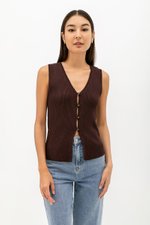 NAURA BUTTONDOWN KNIT SLEEVELESS TOP