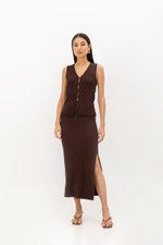 NAURA BUTTONDOWN KNIT SLEEVELESS TOP