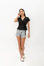 CHARMAINE EYELET WRAP TOP