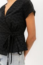 CHARMAINE EYELET WRAP TOP