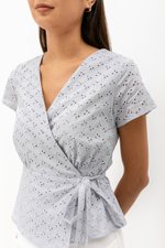 CHARMAINE EYELET WRAP TOP