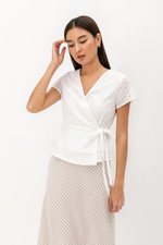 CHARMAINE EYELET WRAP TOP