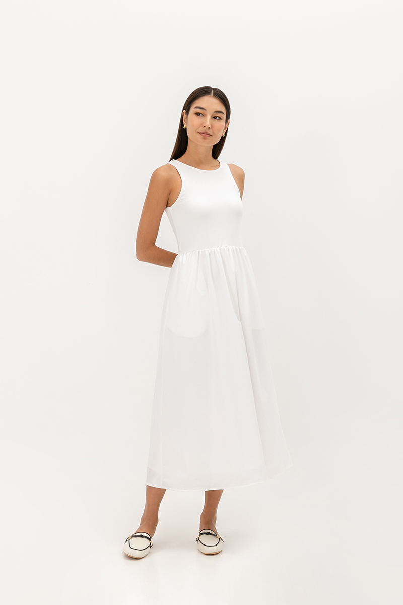 WREN CONTRAST MIDI DRESS