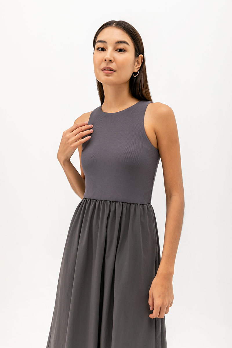 WREN CONTRAST MIDI DRESS