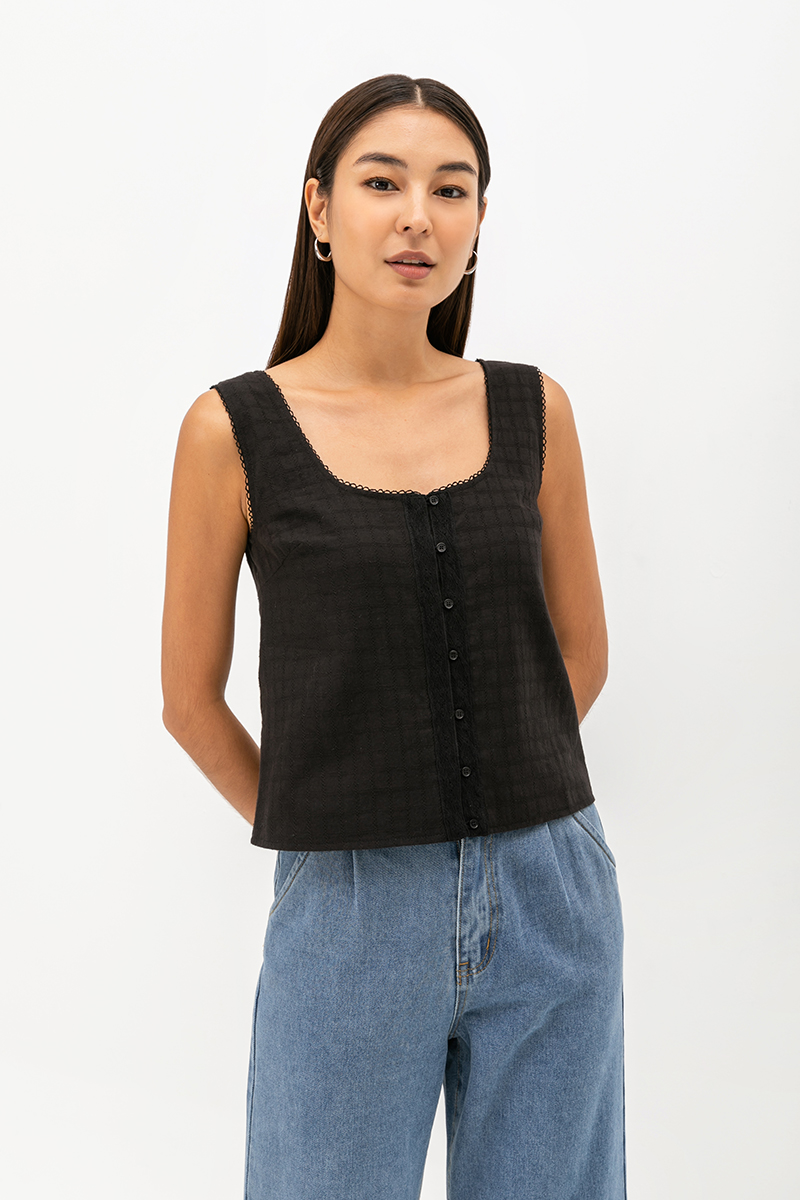 JODY COTTON EYELET TOP