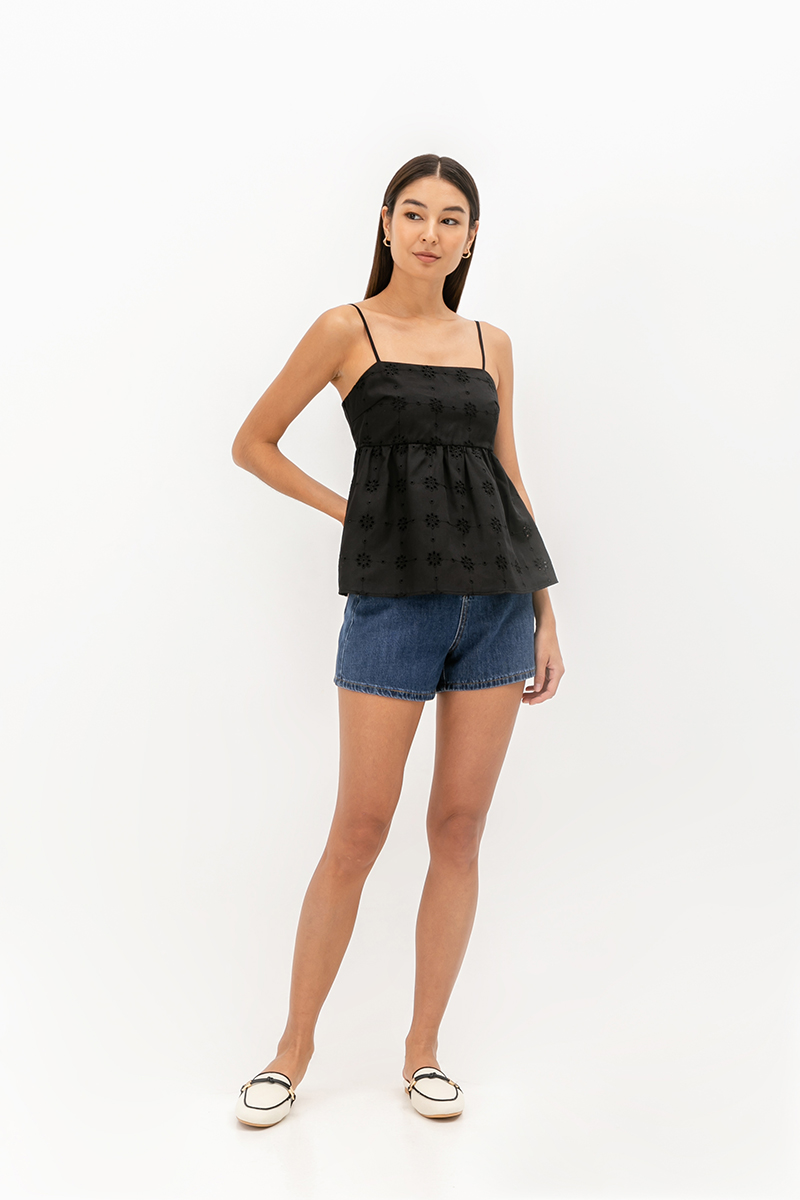 BRINA EYELET PEPLUM CAMI TOP