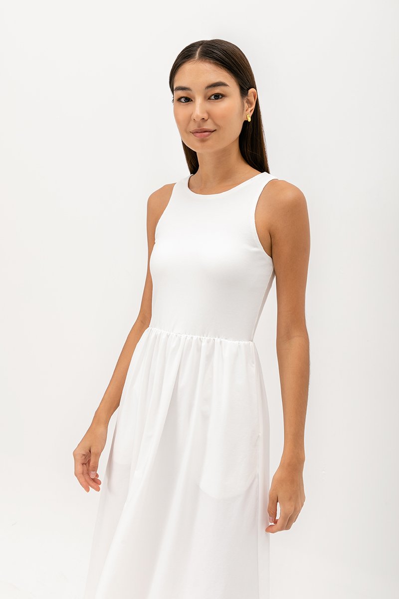 WREN CONTRAST MIDI DRESS