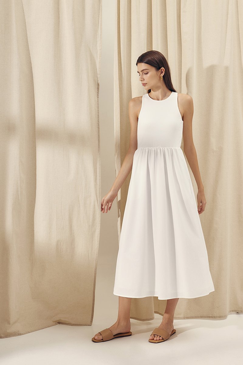 WREN CONTRAST MIDI DRESS