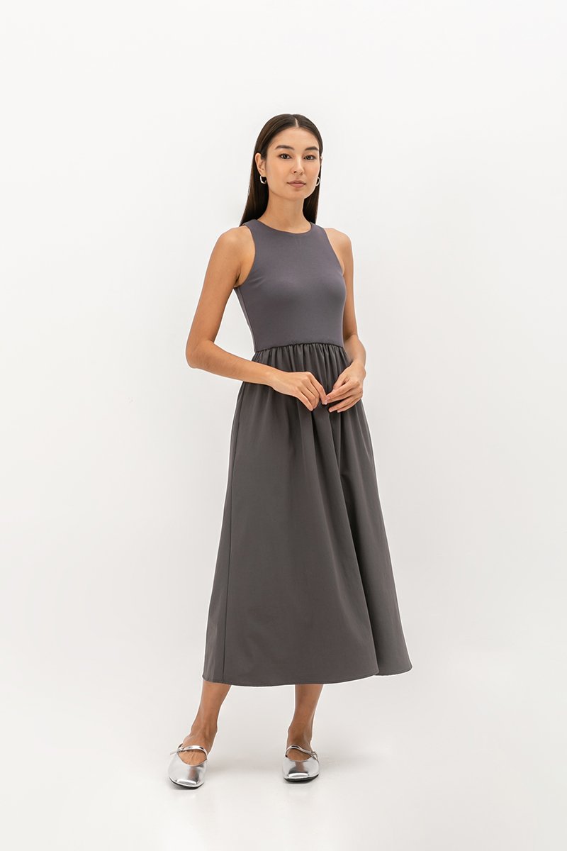 WREN CONTRAST MIDI DRESS