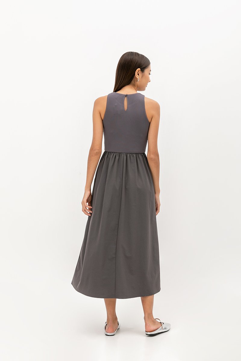 WREN CONTRAST MIDI DRESS
