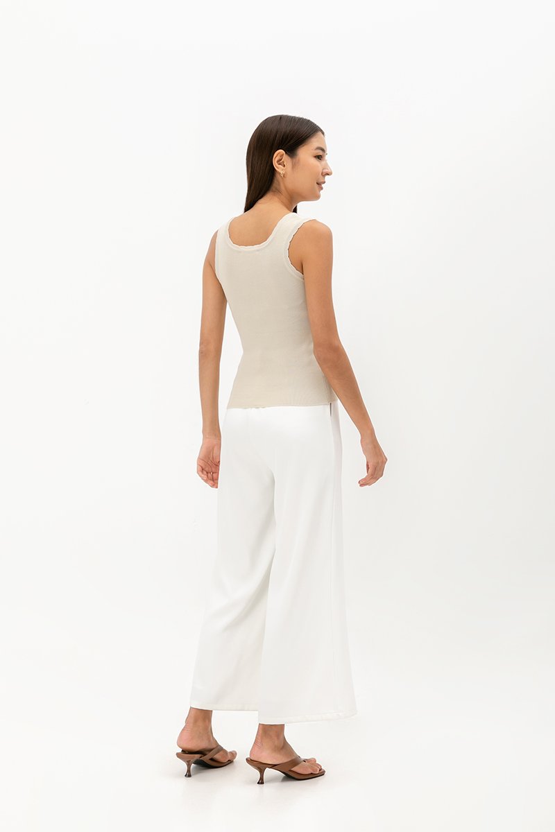 RAYLEE KNIT SCALLOP SQUARE NECK TANK TOP