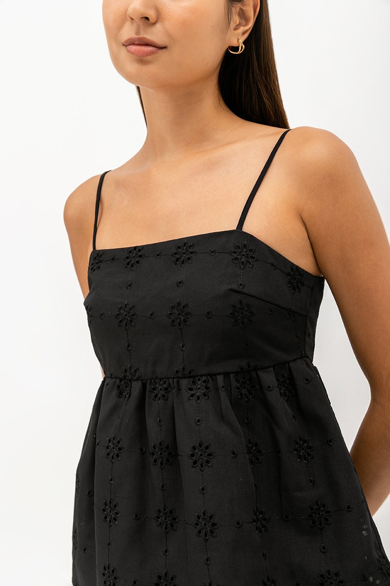 BRINA EYELET PEPLUM CAMI TOP