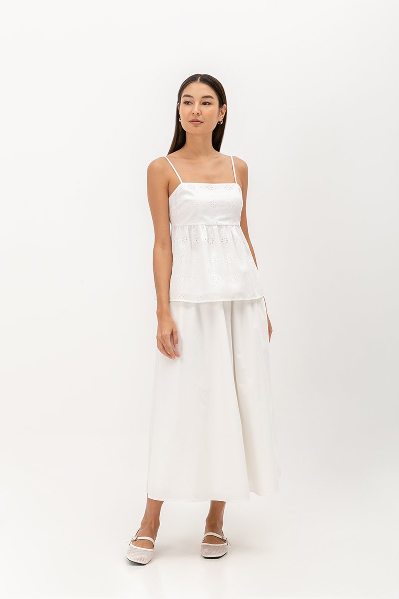 BRINA EYELET PEPLUM CAMI TOP