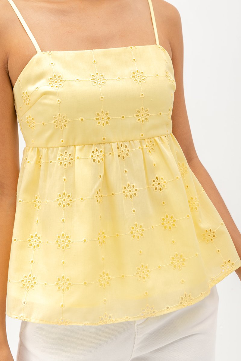 BRINA EYELET PEPLUM CAMI TOP
