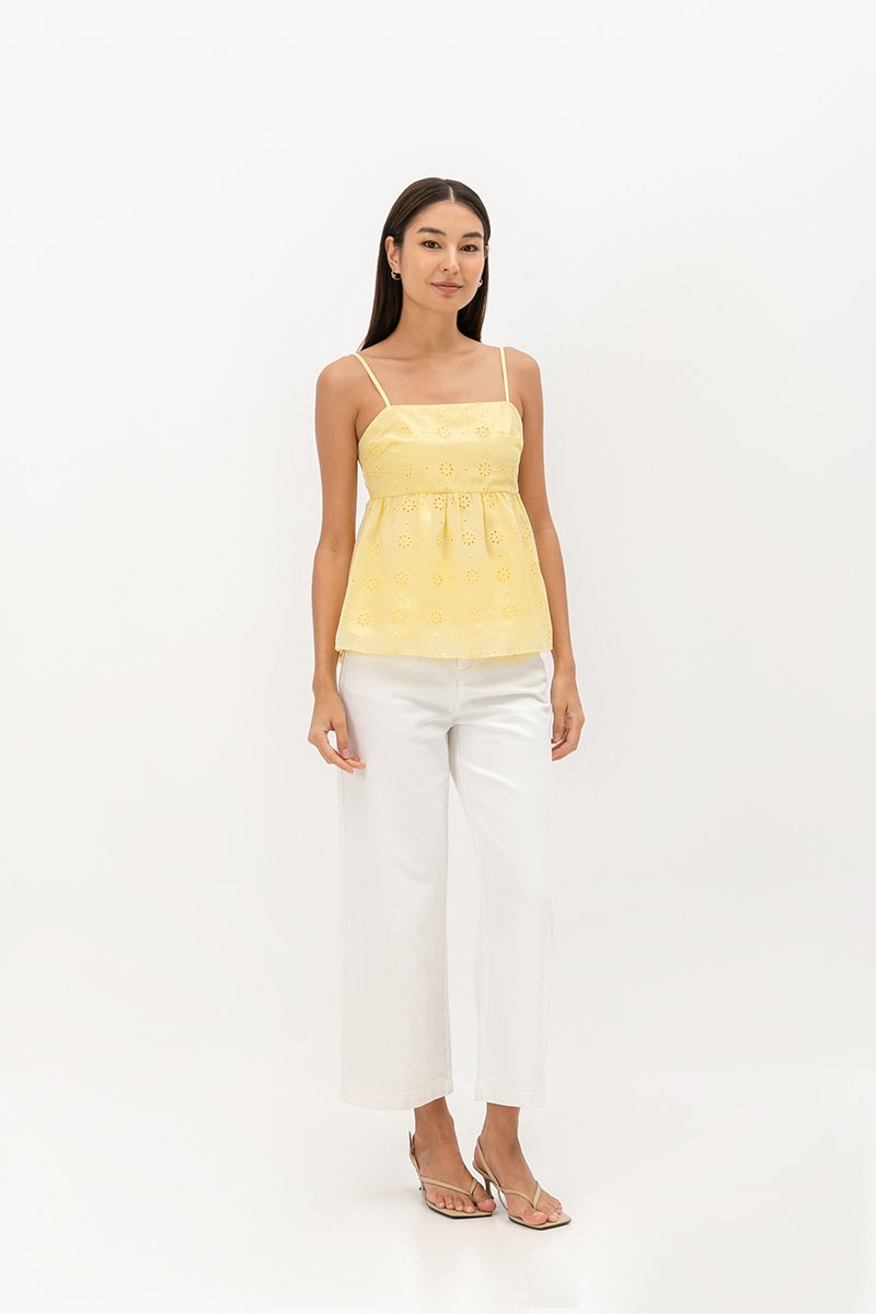 BRINA EYELET PEPLUM CAMI TOP