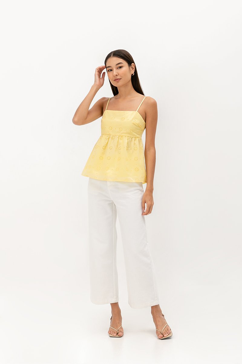 BRINA EYELET PEPLUM CAMI TOP