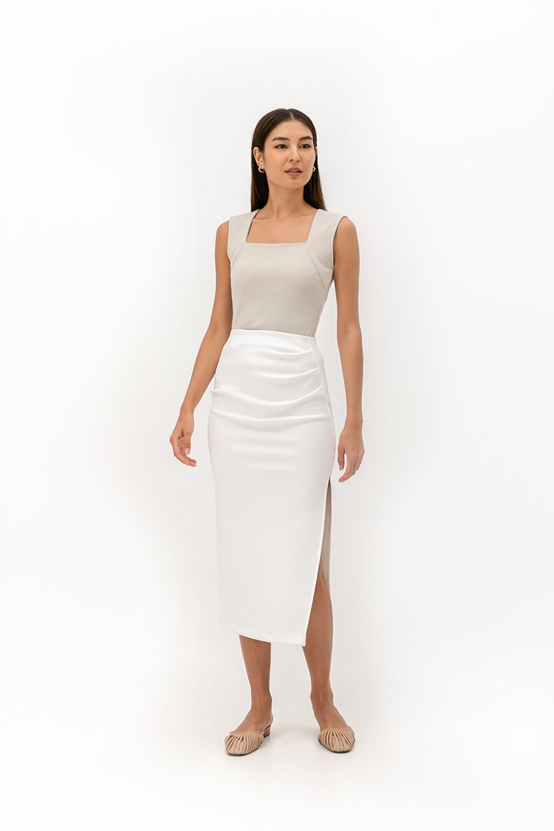 LYANNA RIBBED SQUARE NECK TANK TOP