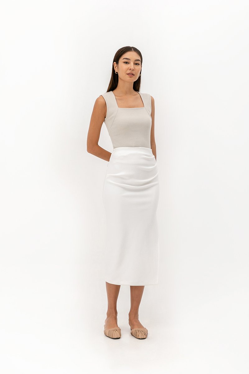 LYANNA RIBBED SQUARE NECK TANK TOP