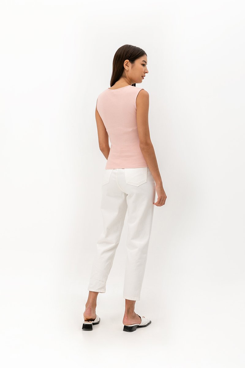 LYANNA RIBBED SQUARE NECK TANK TOP