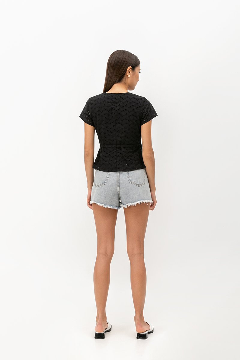 CHARMAINE EYELET WRAP TOP