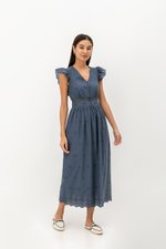 ERINN EYELET FLUTTER SLEEVE MAXI DRESS ERINN EYELET FLUTTER SLEEVE MAXI DRESS