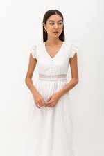 ERINN EYELET FLUTTER SLEEVE MAXI DRESS ERINN EYELET FLUTTER SLEEVE MAXI DRESS