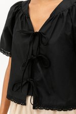 SANNY TIE FRONT LACE HEM TOP