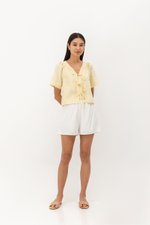 SANNY TIE FRONT LACE HEM TOP