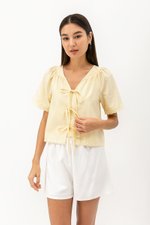 SANNY TIE FRONT LACE HEM TOP