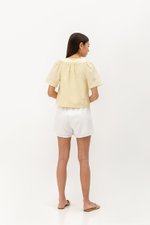 SANNY TIE FRONT LACE HEM TOP