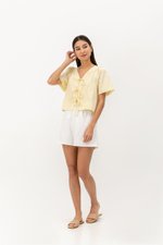 SANNY TIE FRONT LACE HEM TOP