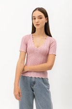 CHERIE SCALLOP KNIT TOP W SLEEVES