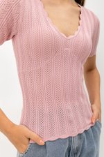CHERIE SCALLOP KNIT TOP W SLEEVES