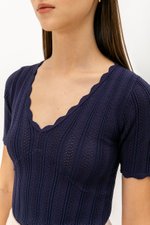 CHERIE SCALLOP KNIT TOP W SLEEVES