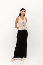 DARINA HALTER BUTTONDOWN KNIT TOP