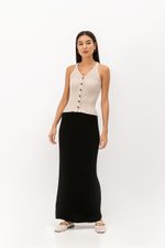 DARINA HALTER BUTTONDOWN KNIT TOP