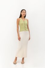 DARINA HALTER BUTTONDOWN KNIT TOP