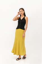 DARINA HALTER BUTTONDOWN KNIT TOP