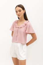 SHYE RUFFLE COLLAR EYELET TOP SHYE RUFFLE COLLAR EYELET TOP