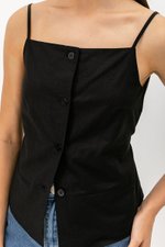 DAVIS BUTTONDOWN LINEN VEST TOP