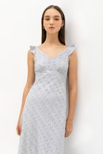 RACHELLE FLUTTER SLEEVE EYELET MIDI DRESS RACHELLE FLUTTER SLEEVE EYELET MIDI DRESS
